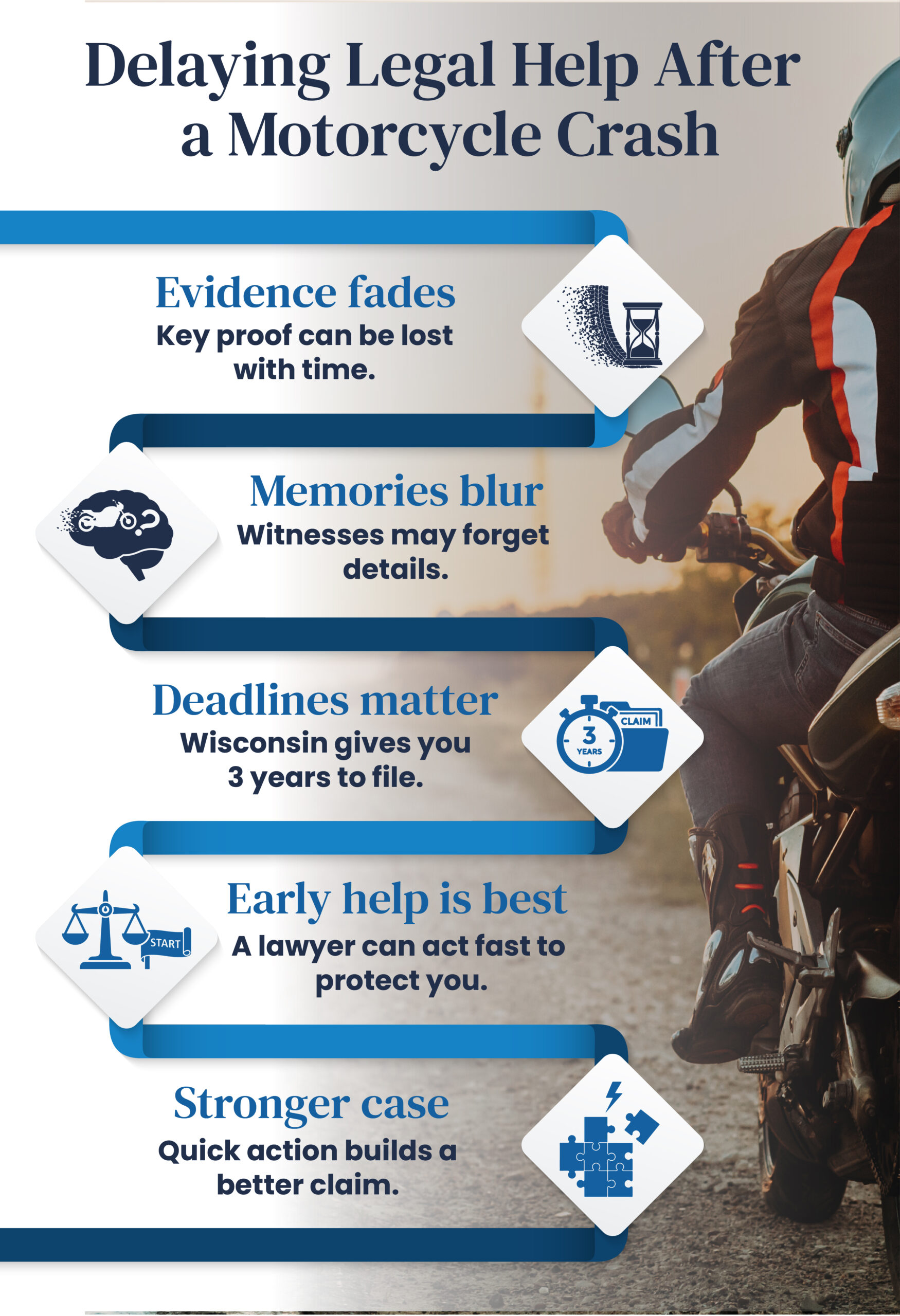 Delaying Legal Help After Motorcycle Crash