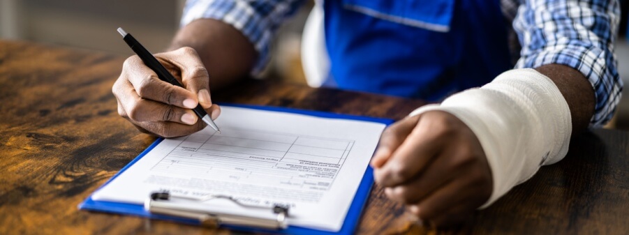 injured worker filling out form